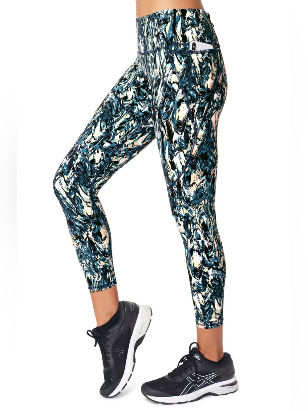 NWOT SWEATY BETTY The Power 7/8 Length 24” LeggingsBlue Marble Print